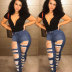 washed high-waisted tight-fitting ripped jeans nihaostyles clothing wholesale NSWL97109