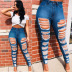 washed high-waisted tight-fitting ripped jeans nihaostyles clothing wholesale NSWL97109