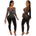 hot drilling net yarn see-through long sleeve jumpsuit NSWNY97175