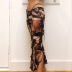 Long-Sleeved Printed Top & High-Waist Skirt NSKAJ97270