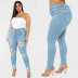 Plus Size High Waist Ripped Jeans NSWL97279