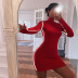 self-cultivation mid-waist Luminous long-sleeved dress nihaostyles wholesale clothes NSFLY97317