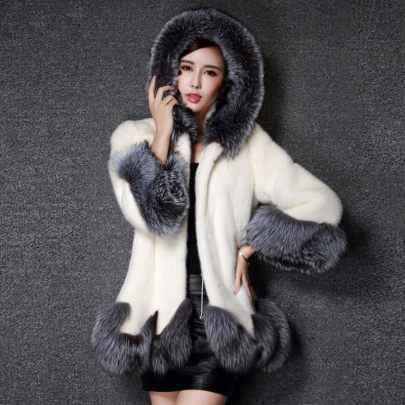 Faux Mink Fur Mid-length Hooded Slim-fit Coat Nihaostyles Clothing Wholesale NSJC96950