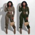 Sexy Long-Sleeved Hooded Top & Pants 2 Piece Set NSTYF97532