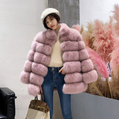 Stand-up Collar Simulation Fox Fur Coat Nihaostyles Wholesale Clothes NSXDS97535
