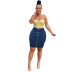 Plus Size Button Denim Skirt NSWL97555