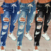 Slimming Ripped Lace-Up Jeans NSWL97557