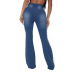Plus Size High Slit Strappy Flared Jeans NSWL97564