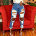 High Waist Ripped Casual Jeans NSWL97567