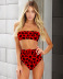 sexy red leopard tube top metal buckle belt high waist bikini two-piece swimsuit nihaostyles wholesale clothing NSCMB97583