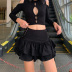 Black High-Waist Layered Ruffled Skirt NSGYB97718