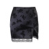 Black Lace Embossed Slit Short Skirt NSGYB97792