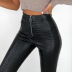 Pantalones de cintura alta con cremallera de cuero de pu con patrón de cocodrilo elástico apretado NSGYB97840