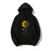 Hooded Sunflower & Maple Leaf Print Long-Sleeved Fleece Sweatshirt NSYAY100950