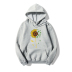 Hooded Sunflower & Maple Leaf Print Long-Sleeved Fleece Sweatshirt NSYAY100950