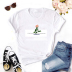 Camiseta de manga corta con cuello redondo y estampado de rosas NSYAY99171