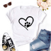 Round Neck Heart-Shaped Print Short-Sleeved T-Shirt NSYAY100938