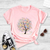 Round Neck Letter Tree Printed Short-Sleeved T-Shirt NSYAY100930