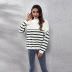 Striped Turtleneck Stitching Knitted Sweater NSGBS97857