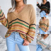 Rainbow Striped Casual Loose Sweater NSBJ97935