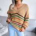 Suéter suelto casual con rayas arcoíris NSBJ97935