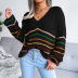 Suéter suelto casual con rayas arcoíris NSBJ97935