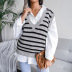 V-Neck Striped Casual Knitted Vest Sweater NSBJ97944