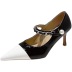 Patent Leather Pointed Color Matching High-Heeled Shoes NSSO98078