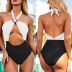 Black & White Stitching One-Piece Swimsuit NSCMB98111