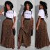 Leopard Print Skirt & Short Sleeve T-Shirt 2 Piece Set NSALI98113