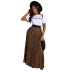 Leopard Print Skirt & Short Sleeve T-Shirt 2 Piece Set NSALI98113