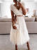 Solid Color V-Neck Pleated Belt Short-Sleeved Dress NSNHYD98243