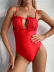 Solid Color Lace-Up One-Piece Swimsuit NSCMB98405