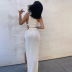 Sexy White Sleeveless Hollow Stitching Slit Dress NSKAJ98454