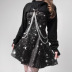 Diablo Style Moon & Stars Printed Suspender Dress NSGYB98467