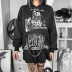 Diablo Rabbit Graffiti Print Chain Loose Hooded Sweatshirt NSGYB98491