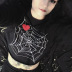 Diablo Style Spider Web Love Print Long-Sleeved T-Shirt NSGYB98508