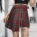 Gothic Diablo Style Checkered High Waist Skirt NSGYB98520