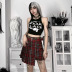 Gothic Diablo Style Checkered High Waist Skirt NSGYB98520