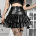 diablo style PU leather layered ruffle skirt nihaostyles wholesale clothing NSGYB98540