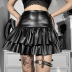 diablo style PU leather layered ruffle skirt nihaostyles wholesale clothing NSGYB98540