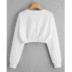 Long-Sleeved Round Neck Printed Short T-Shirt NSGXY98573