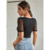 Slim Lace Short Sleeve Knit T-Shirt NSGXY98593