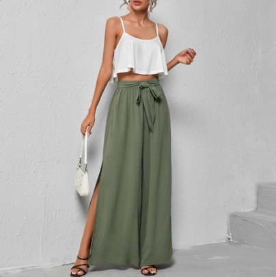 Solid Color Camisole Wide Leg High Waist Long Skorts Nihaostyles Clothing Wholesale NSGXY98609