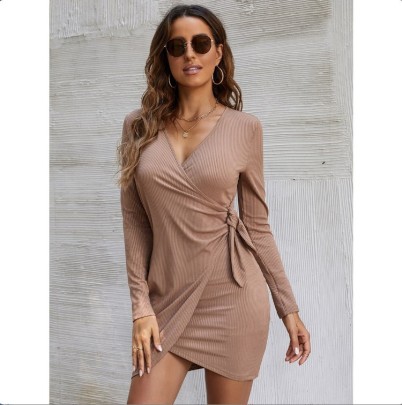 Solid Color Long Sleeve Lace Up Dress Nihaostyles Clothing Wholesale NSGXY98610