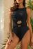 Solid Color Bowknot Hollow One-Piece Swimsuit NSCMB98666
