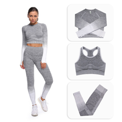 Knitted Hip-lifting High Elastic High Waist Three-piece Yoga Suit Nihaostyles Clothing Wholesale NSZJZ88477