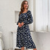 hedging print square neck slim dress nihaostyles clothing wholesale NSYYF88553