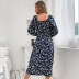 hedging print square neck slim dress nihaostyles clothing wholesale NSYYF88553