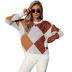 Round Neck Pullover Knitted Diamond Sweater NSYYF88561